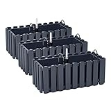 PAFEN 3X Blumenkasten Blumentopf mit Halterungen – 38 x 18 x 16,2 cm - Pflanztopf Bewässerungssystem Balkonkasten Pflanzkästen, Anthrazit
