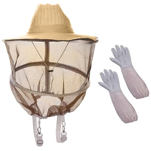 Guantes de apicultura portátiles y sombrero reutilizable para apicultores