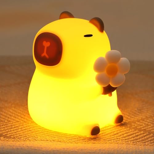 JVURICE Nachtlicht Kinder Capybara Silikon Nachtlicht Dimmbar Cute Tier Touch Aufladbare Kinderlicht Schlafzimmer Led Night Light Dekor Kinder Lampe Geschenke Für Mädchen Junge Weihnachtsgeschenke