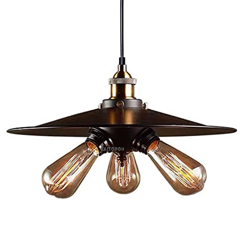 SAITODOU 照明 ペンダントライト スチール3灯 照明器具 吊り下げ照明 口金E26 電気 天井照明 ダイニング リビング 北欧 アジアン 玄関 レトロ 天井 アンティーク インテリア