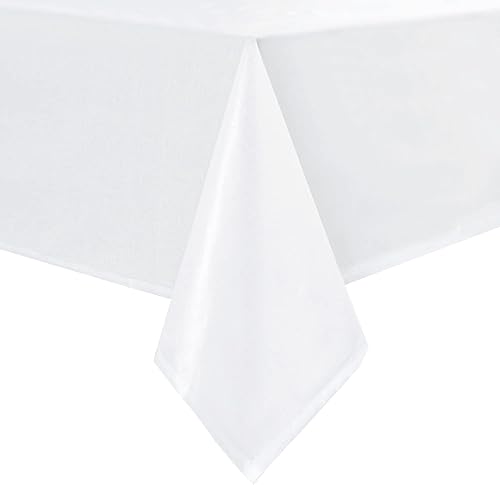 Hiasan - Mantel rectangular de plástico blanco - 100  impermeable a prueba de derrames resistente a las manchas fácil de limpiar de vinilo