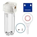 Whole House Water Filter Housing Clear, RV Water Filter Housing, 10" X 2.5" Inline Sediment Water Filter for RV, Home, Aquarium, Maple Syrup RO System, 3/4" NPT Brass Port, R-type O-ring, Bracketless