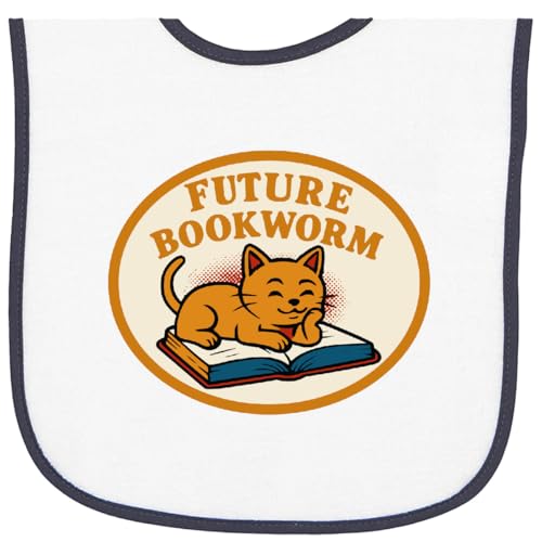 inktastic Future Bookworm Reading Cat Baby Terry Cloth Bib - Main Image