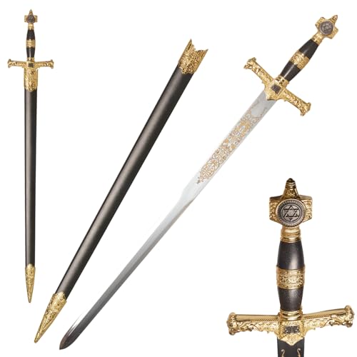 Claymeur Stainless Steel Medieval Star of David Sword King Solomon Sword for Cosplay, Collection-33.8 Inch