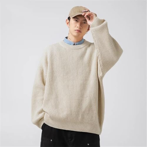 Men Daily Casual Knit Sweater Crew Neck Long Sleeve Pullover Solid Loose Sweater Tops2