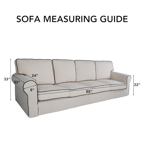 Image of PureFit Reversible Quilted Sofa Cover, Water Resistant Slipcover Furniture Protector, Washable Couch Cover with Non Slip and Elastic Straps for Kids, Dogs, Pets (XX Large, Ivory /Ivory)