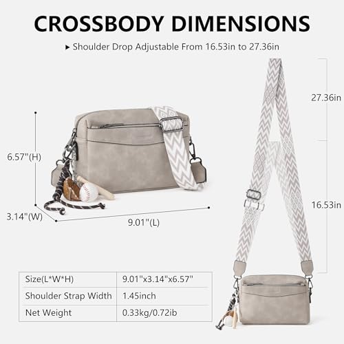 Crossbody Purses for Women, Triple Zip Leather Crossbody Bag Shoulder Handbags Womens Wallet with Wide Strap2
