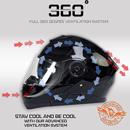 Milwaukee Helmets MPH9815DOT Breeze' Gloss Black Advanced Motorcycle Modular Helmet thumb #3