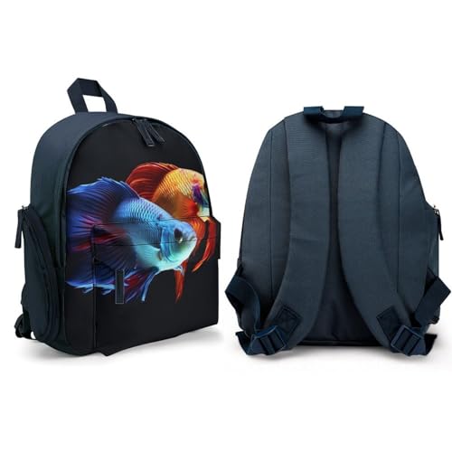 Colorful Fish Backpack for Men Women, Durable Small Bookbag Lightweight Daypack for Travel, Hiking, Blue-style4