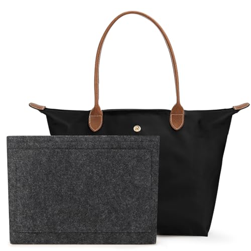 Image of Tote Bag for Women with Purse Organizer Insert, Foldable Waterproof Nylon Bag for Travel, and Daily Use,Medium Size.