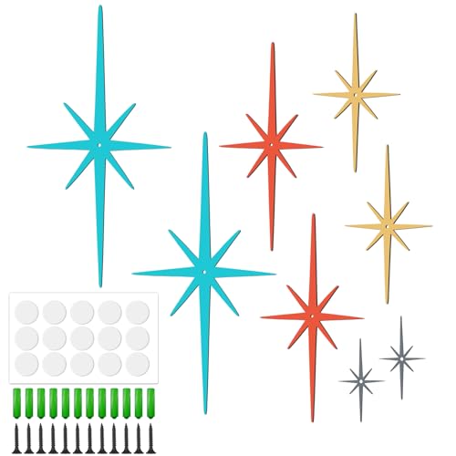 COMNICO 8 Pcs Cast Iron Starburst Wall Decor, Metal Mid