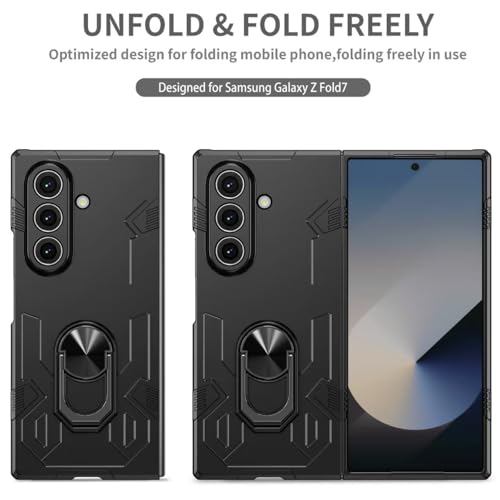Image of amazon basics Shield Armor Pro Case for Samsung Galaxy Z Fold 6 Ring Holder Stand Back Case Cover for Samsung Galaxy Z Fold 6 - Black
