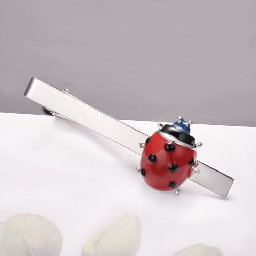 Image of Unique Insect Tie Clip for Men Bee Fish Butterfly Turtle Ladybug Novelty Tie Bar Silver Gold Animal Party Anniversary Jewelry Gift