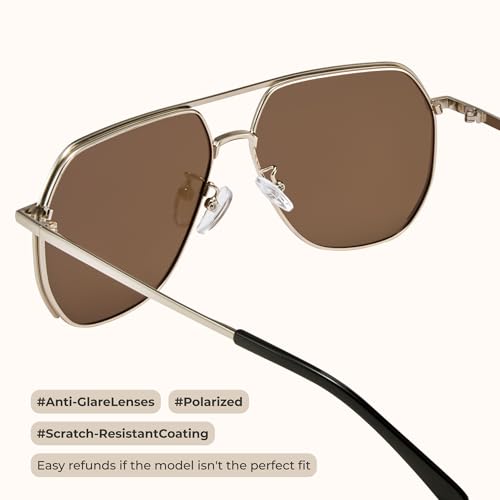Livho Polarized Aviator Sunglasses for Men, Trendy Square UV Protection Oversized Fashion Sun Glasses3