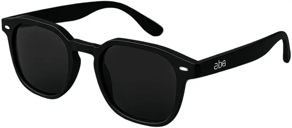 Óculos De Sol Premium Hexagonal, Acetato Italiano, Lentes UV400, Preto Fosco, Unissex, Flexível E Confortável, Marca ABÊ CLUB