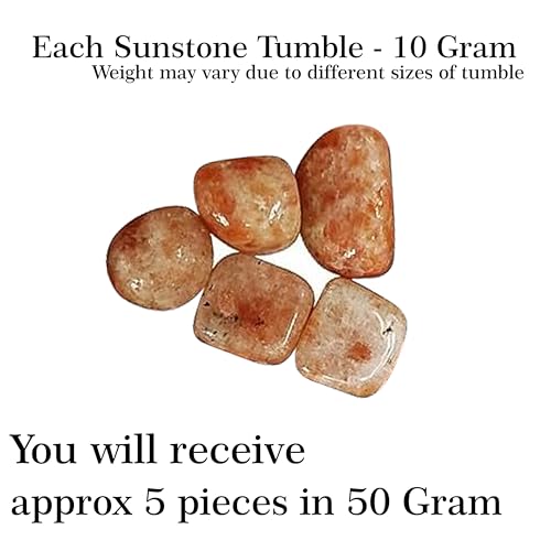Image of Crystal Sunstone Tumble Stone | 50 gm Tumbled Gemstones | Reiki Healing Stones | Home Decor Pebbles | Aquarium Gravel | Garden & Table Decor