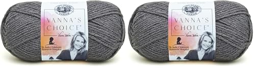 Image of Lion Brand Yarn (1 Skein Vanna's Choice Yarn, 2 Pack, Charcoal Grey