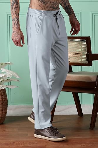Image of SWADESI STUFF Men Mid-Rise Straight Fit Track Pants for Men | Stretchable Gym Wear Joggers | Casual Sports Track Pant with Pockets & Drawstring