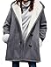 Yuson Girl Winterjacke Damen Lang Wintermantel Wildleder Fleecejacke Lose Winterparka Winter Warm Cardigan Outwear Einfarbig Kapuzenjacke mit Kapuze und Seitentaschen(Dunkelgrau, L)