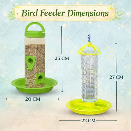 Image of Bird Feeder and Waterer Set with Hanging Brackets - 2-in-1 Wild Bird Feeding Station for Outdoors - Weatherproof Seed Dispenser & Hydration Kit for Garden, Patio & Balcony (Combo)