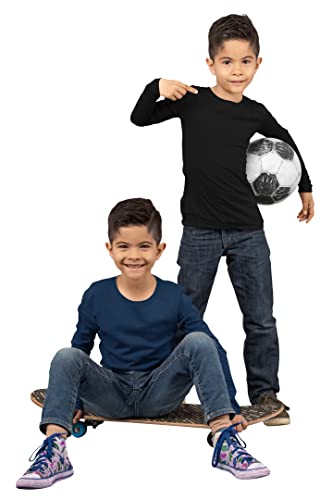 BROOKLYN VERTICAL Boys 4 Pack Long Sleeve Soft Cotton Tagless Crew Neck Tee Shirts| Sizes 2T to 18/202