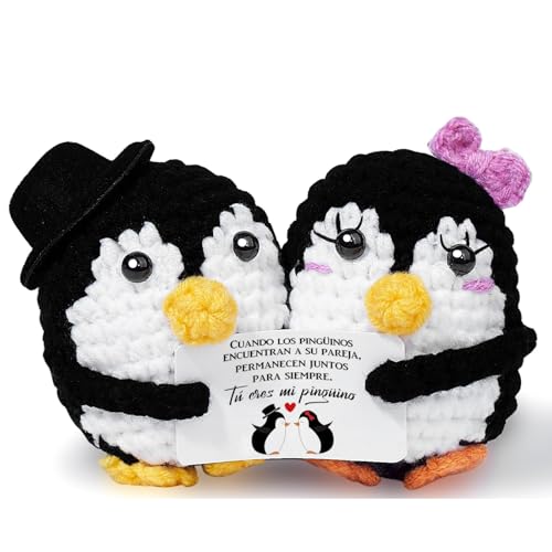 Gkmamrg Regalo Aniversario Pareja Peluche de Pingüino Positivo, Cumpleaños Hombres Mujeres - Muñeco Pingüino con Llavero Regalo para de Boda San Valentín Navidad (muñeca)