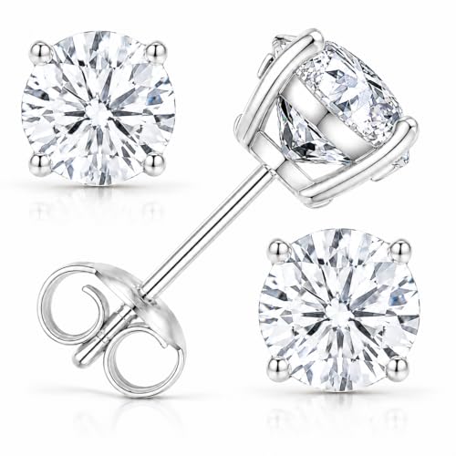 Image of IGI Certified 1 Carat Lab Grown Diamond Stud Earrings for Women | E-F Color VS Clarity | 14K Gold 4-Prong Push Back | Round Brilliant Cut Solitaire Studs | Luxury Gift Box Included