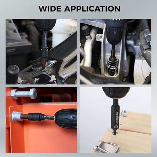 Image of 7-Piece High Torque Impact Socket Adapter & Magnetic Bit Holder Set, 1 /4 inch Hex Shank Drill Socket Adapter to 1 /2 inch 3 /8 inch 1 /4 inch Drive, Magnetic Bit Holder for Impact Driver & Drill, With Organizer Rack