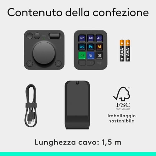MX Creative Console, keypad programmabile con 9 tasti LCD personalizzabili e manopola di controllo per progettazione grafica, montaggio video, fotografia, per Adobe, Zoom, Spotify - Grafite - Mouse gaming - Immagine 10