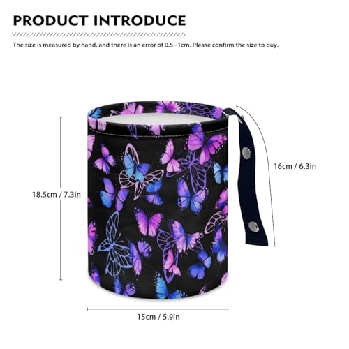 Image of Purple Butterfly Collapsible Waste Basket Bin Multipurpose Trash Bin for Car Hanging Portable Dustbin Bin Accessories Garbage Bin
