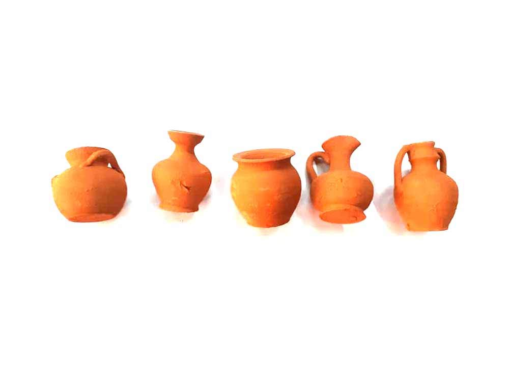 5 anfore Vase haute 4-5 cm Terre cuite Saint Gregorio Arméo et porte-clés