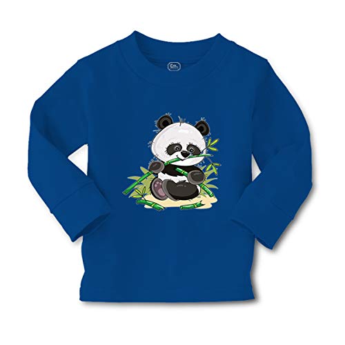 Kids Long Sleeve T Shirt Panda Zoo Funny Cotton Boy & Girl Clothes Funny Graphic Tee Royal Blue Design Only 2T