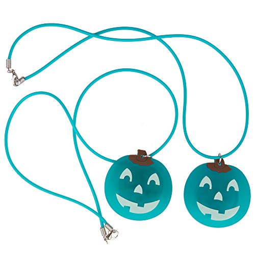 Teal Pumpkin Halloween Light Up Jewelry Necklace (2 Pack) - Jack O Lantern Costume & Party Light Decoration - Official Teal Pumpkin Project Gear