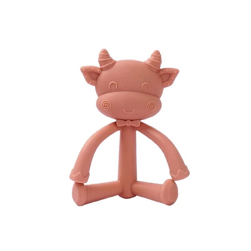 Image of DarDaf Co. Teether Cow (Blush) Baby Teething Toys, Silicone Baby Teether Baby Chew Toys Freezer Safe BPA Free, Soothe Babies Gums Teething 1.0 Count