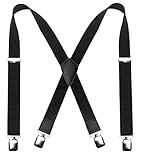 JEMYGINS Mens Black Suspender with Very Strong Metal Clips 3.8cm Wide Heavy Duty Suspender(1)