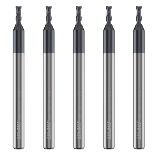 Carbide Square End Mill - 2 Flute - 1/16" 2T (5 Piece, 1/16") - for Milling Alloy Steels, Hardened Steel, Metal &amp; More – Mill Bits Sets for DIYers &amp; Professionals by LU&amp;MN