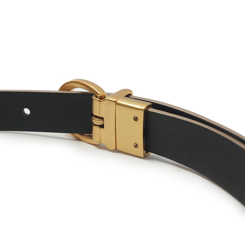 Women's Reversible Bovine Leather Belt Skinny Fashion Waist Belts for Dresses Jeans Pants with Gold Buckle4