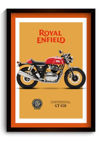 Image of Funk You Store Royal Enfield Bullet Poster | Framed RE Continental GT 650 A4 Sized (31 x 23 cm) | Bike Poster for Wall, Bike Frames | Bikes Posters for Wall, Bedroom, Hostel, Study Room (F 051)