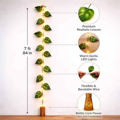 Image of Akaar Decor's Artificial Money Plant /Hydrangea String with Light for Home Office | Hanging Vine Creeper with Light | Door Wall & Balcony | Party Festival (Money Plant)
