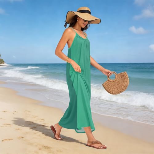 Robe d'été dos nu en dégradé vert à bretelles spaghetti - 2