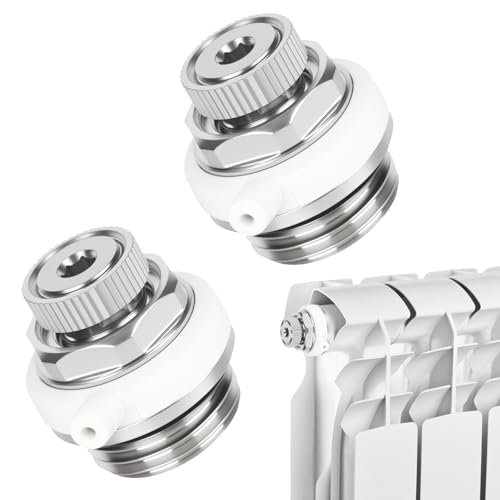 Valvola automatica di sfogo per termosifone da 1,27 cm, tappo di sfiato con valvola di ritegno, valvola di sfogo anticorrosione per termosifone per valvola di sfogo automatica, ventilatore per