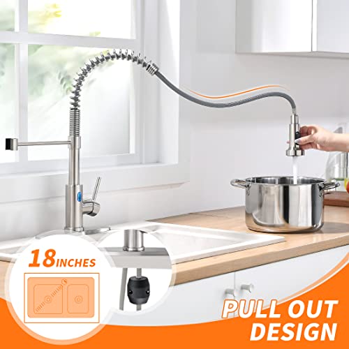 Owofan 1078SN-LED Touchless Kitchen Faucet With Pull Down Sprayer Led Light Single Handle Kitchen Sink Faucet Motion Sensor Smart Hands-Free thumb #4