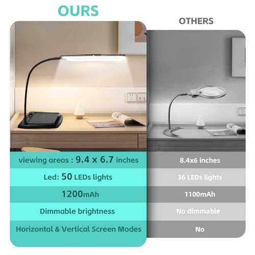Image of Magnifying Glass with Light and Stand 50 Ultra-Bright LEDs Large Magnifying Lamp with Light Magnifying Glass on Stand Hand-Free with 360 Flexible Gooseneck for Close Work Reading Repair Crafts