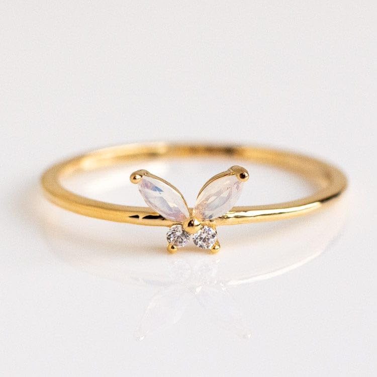 Butterfly Ring in Sterling Silver • Dainty Diamond Promise Ring • Minimalist Crystal Butterfly Jewelry • Butterfly Stacking Ring • Best Friend Gift3