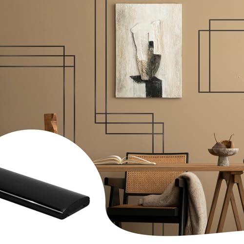 JSIWOTH 8M Moldura de Pared Autoadhesiva, Negro Moldura Decorativa Flexible e Impermeable para Paredes, Techos, Marcos, Azulejos y Bordes, Moldura Adhesiva de PVC para Interiores (A:1 cm, G:0,25 cm)