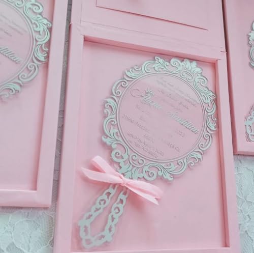 Prince Mirror Clear Acrylic Quinceañera Invitations, Boxed Wedding Invitation, Luxury Wedding Invitation, Acrylic Birthday Invitations - Pack of 10 SET