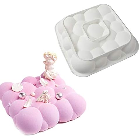 Bubble Shape Cloud Mousse Cake Silicone Mould Fondant Cake Decorating Baking Tool DIY Chocolate Bread Pan Ice Cream Dessert Making Mold White Cover