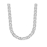 Verona Jewelers 925 Sterling Silver 3.5MM 4.5MM Solid Flat Mariner Link Chain Necklace- Sterling...