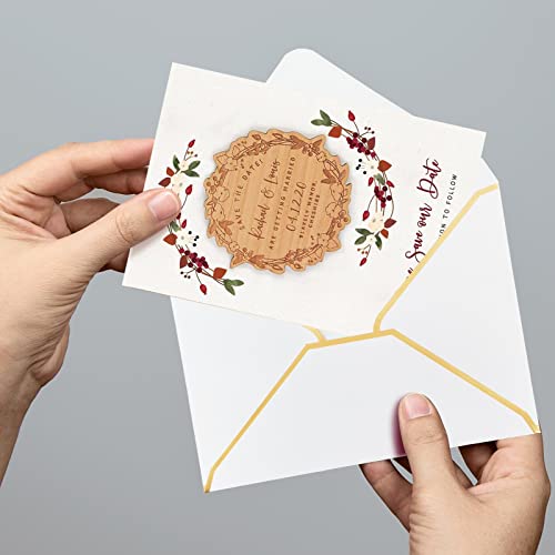 50 Stücke Einladungumschläge, Weiße Luxuriöser Umschläge 18.5x13.5cm Miniatur Kuverts 5x 7 Umschläge mit V-Klappe Briefumschläge Goldfolienrand für Hochzeiten, Einladungen, Party, Grußkarten