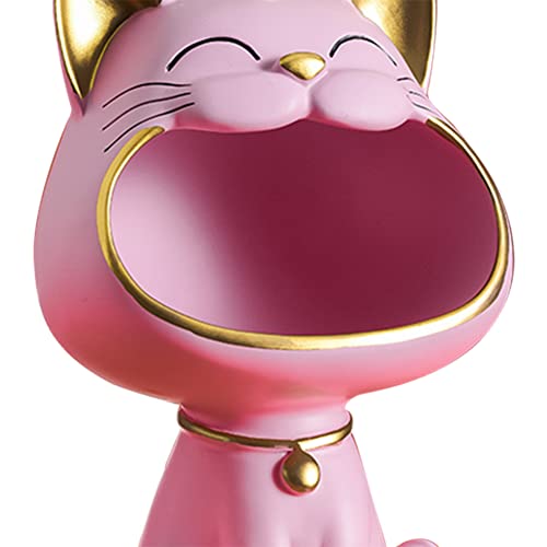 Estatua de gato de resina para decoración y almacenamiento miniatura 7